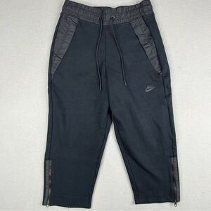 Nike Tech Fleece Cropped Pants Black Zip Hem Athleisure Womens S